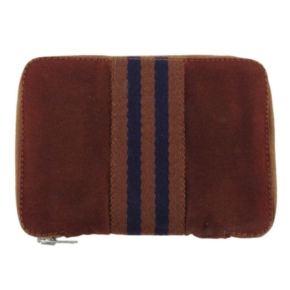 HERMES Bi -fold Wallet Foolto Cotton Canvas Authentic USED